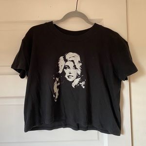 Dolly Parton black and white cropped tee